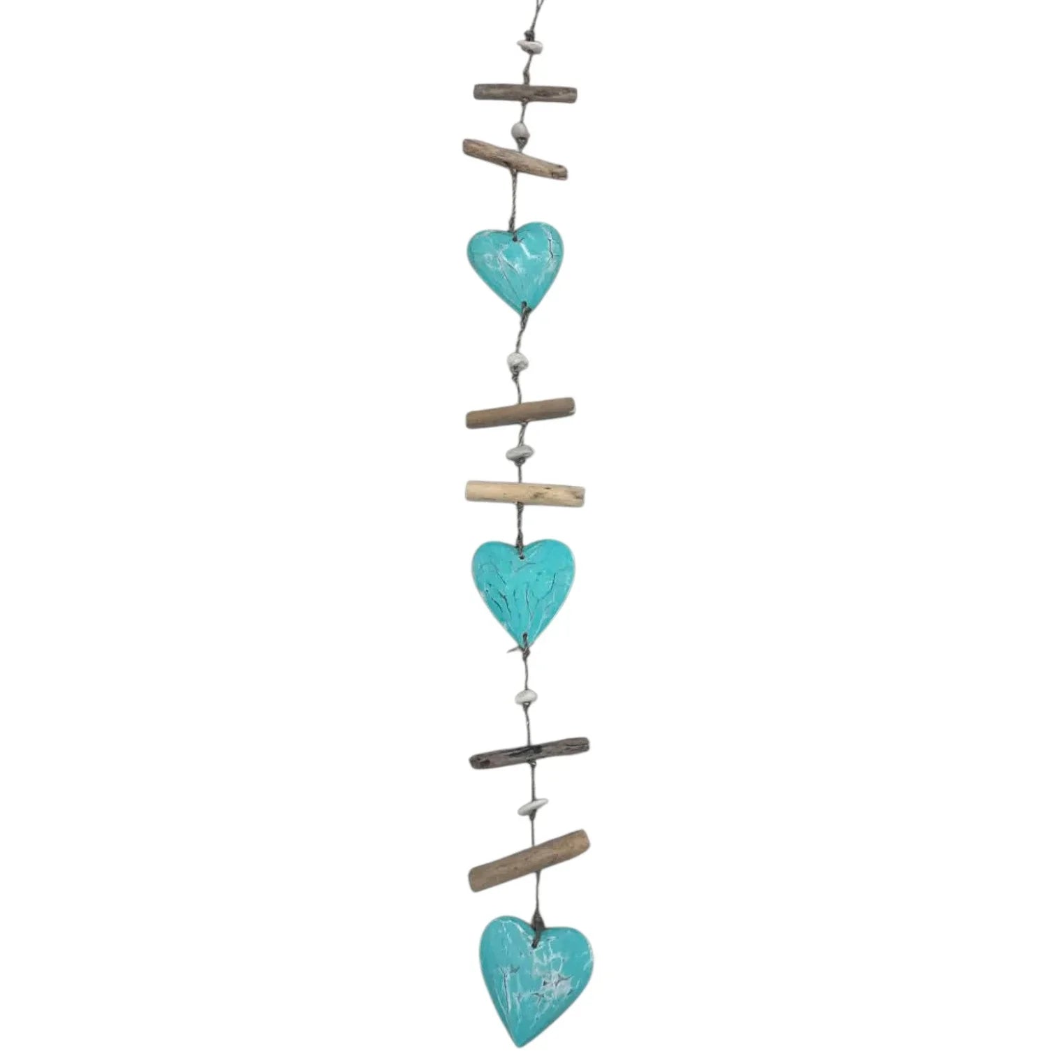 Driftwood Garland with Blue Hearts