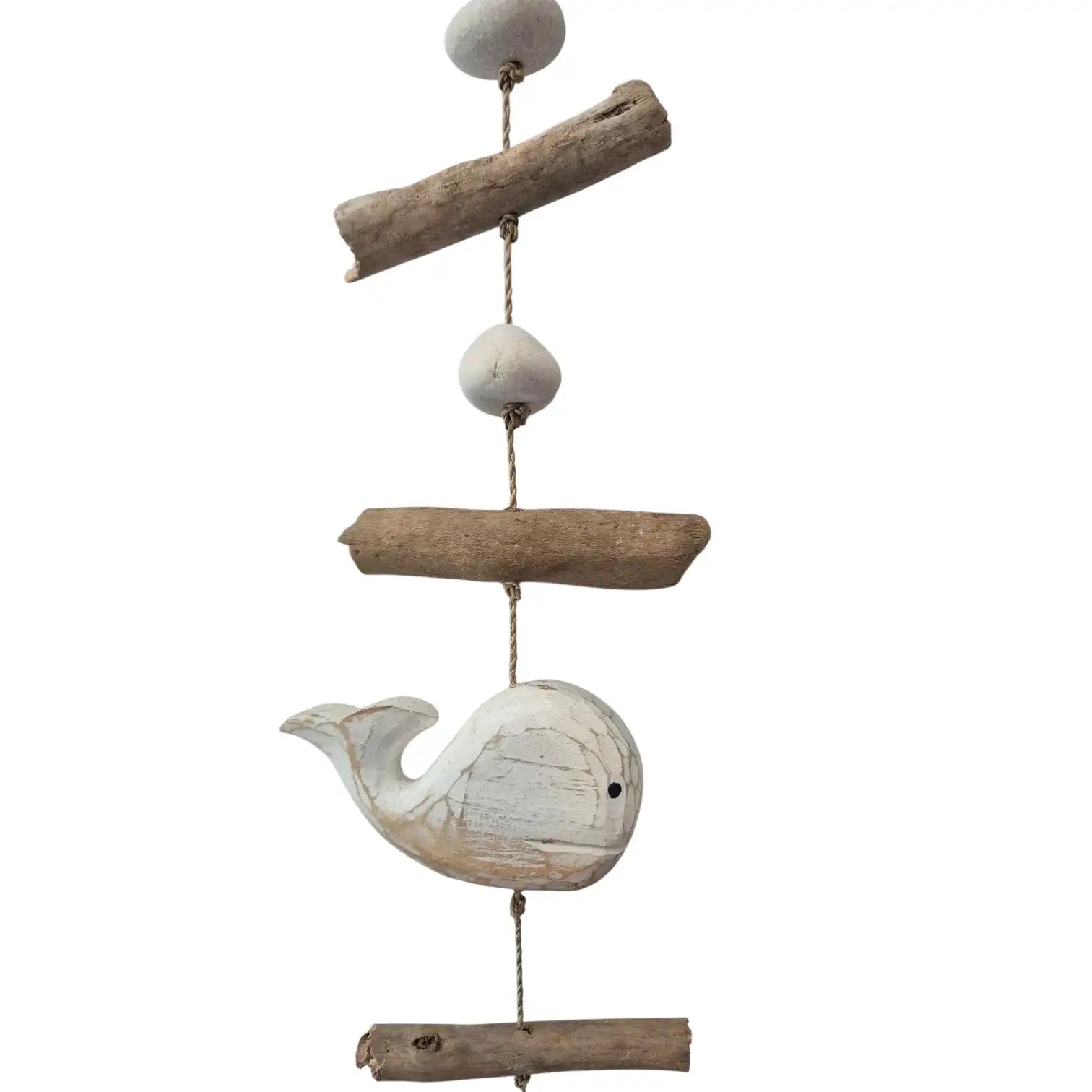 White Whale Driftwood and Stone Hanging Garland