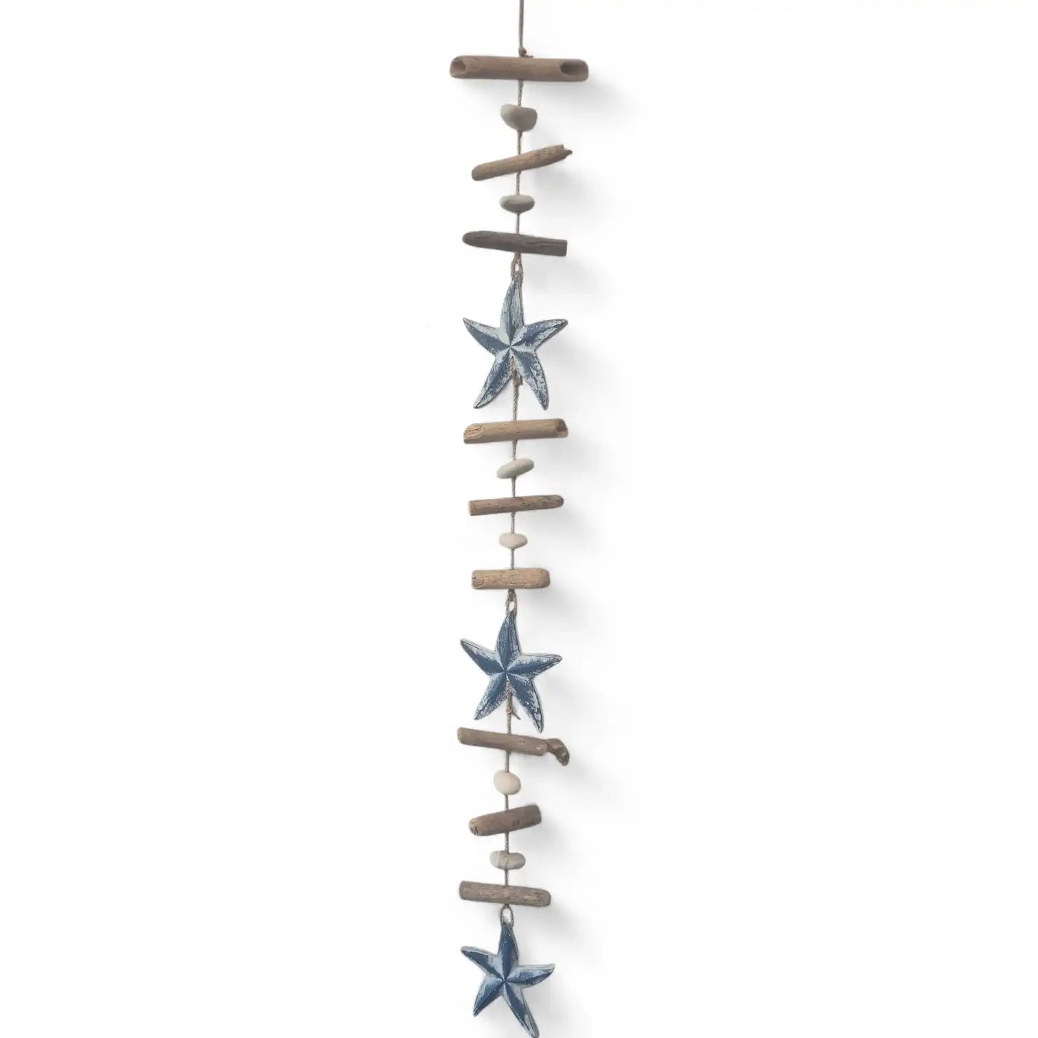 Blue Starfish Driftwood and Stone Hanging Garland