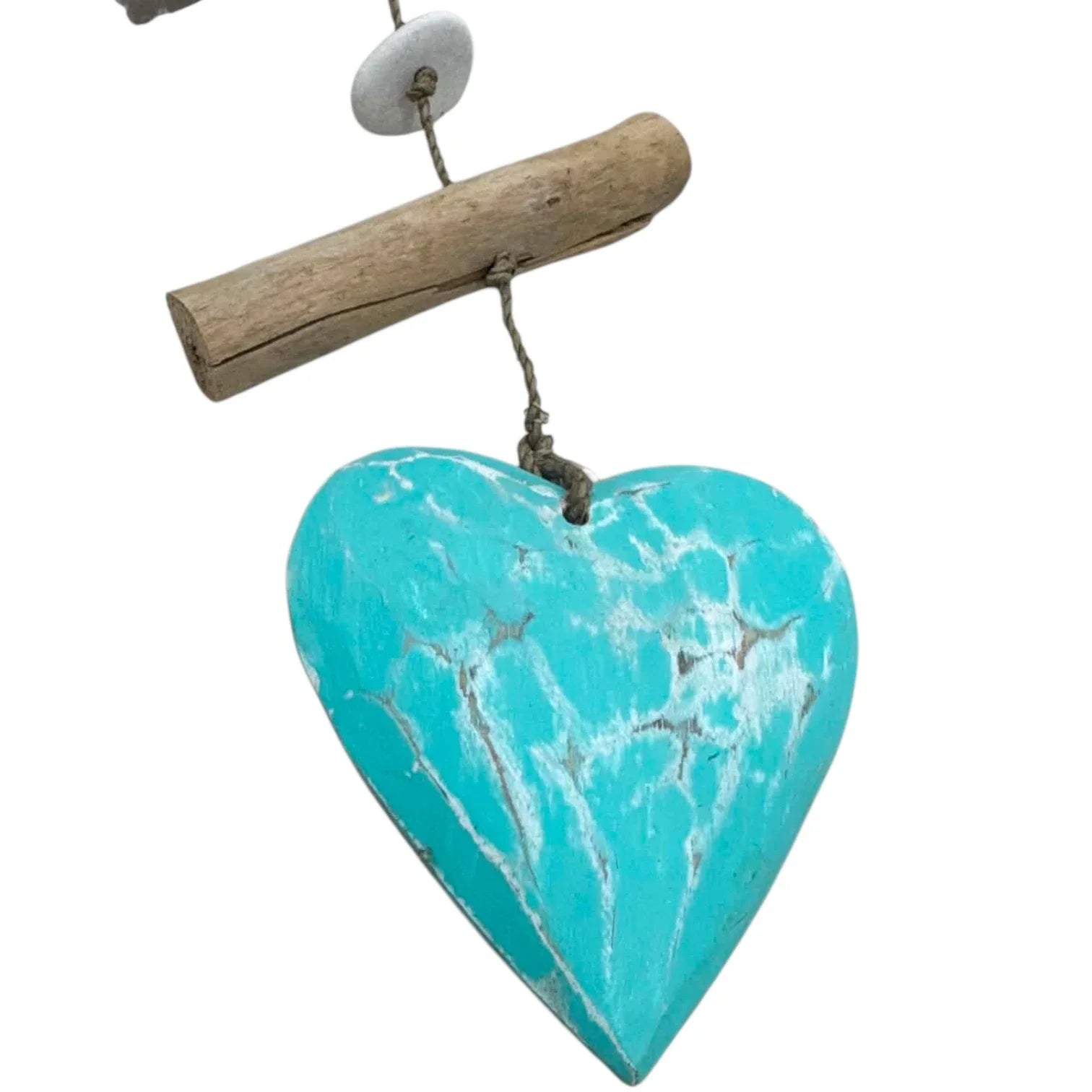 Driftwood Garland with Blue Hearts