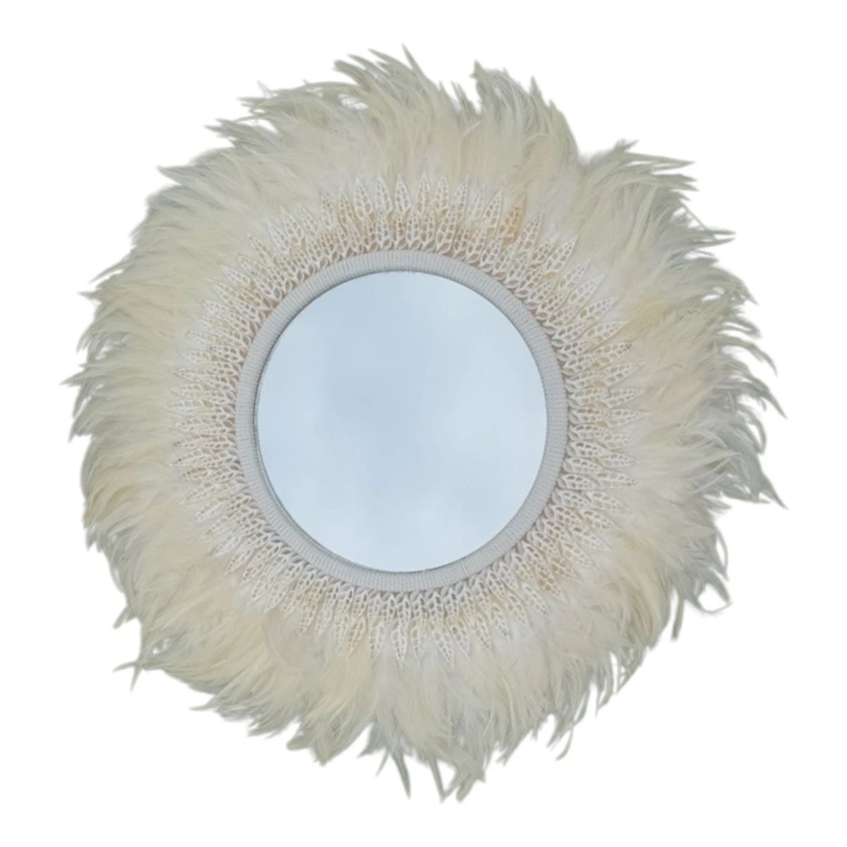 White Feather and Shell Mirror