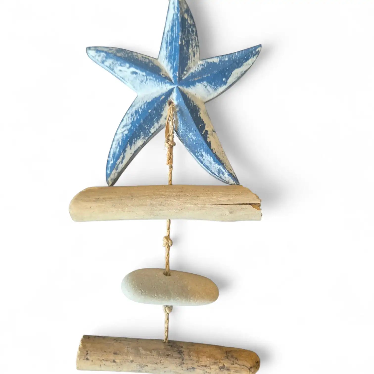 Blue Starfish Driftwood and Stone Hanging Garland