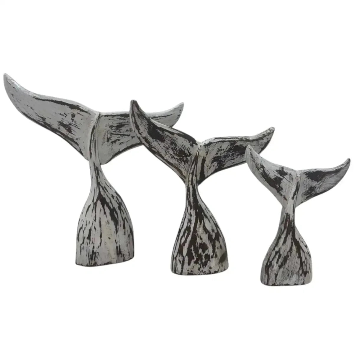 Handcrafted Whale Tail sculptures with gloss finish set