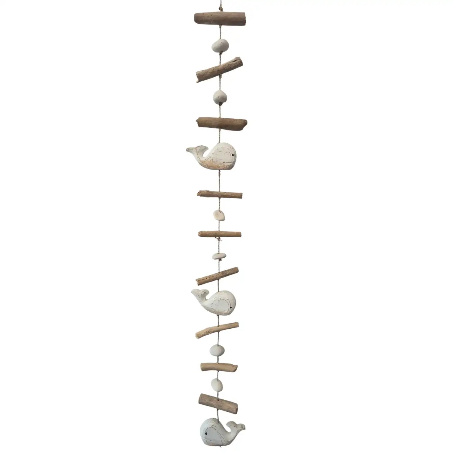 White Whale Driftwood and Stone Hanging Garland