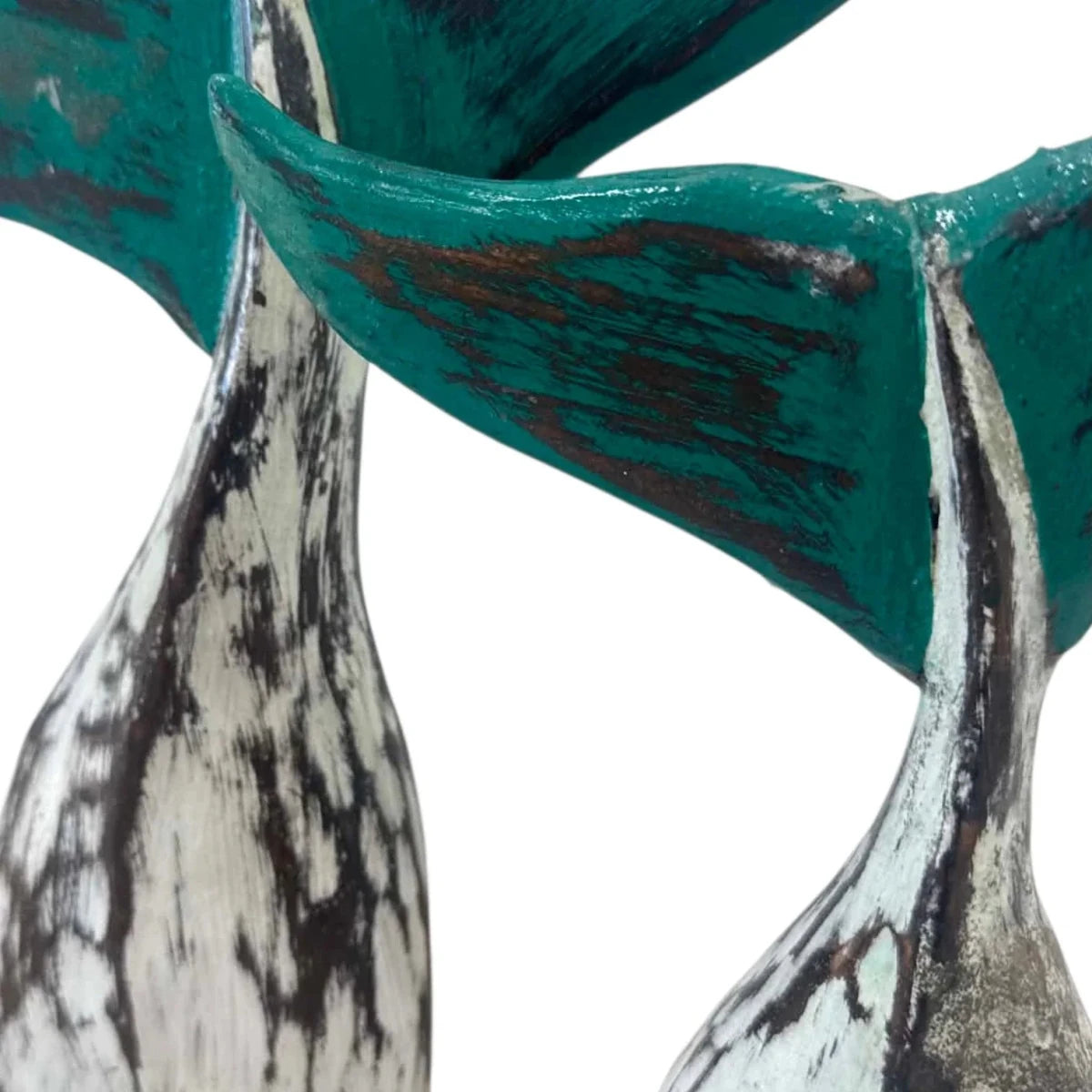 Whale Tail White & Jade Coastal Decor - Gloss Finish