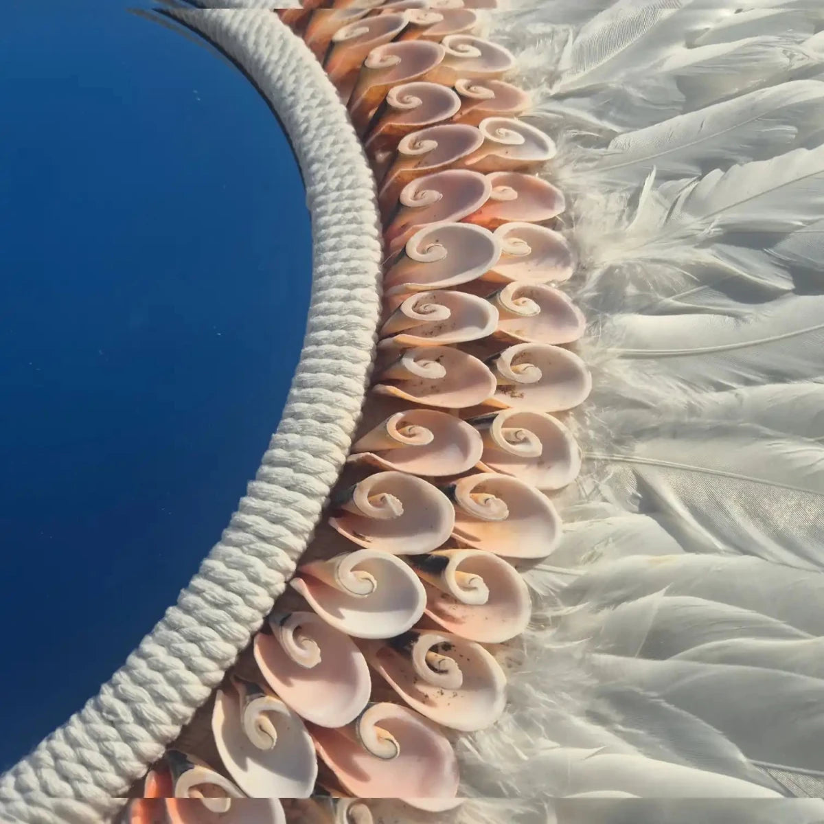 Feather and Blush Shell Mirror