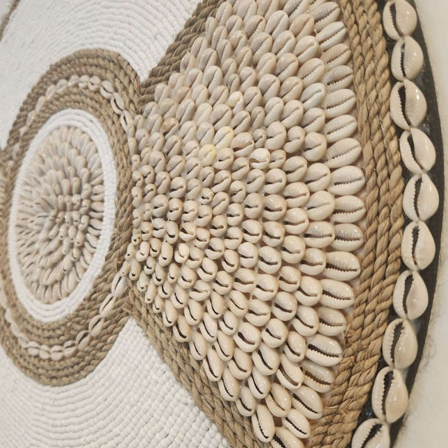 Cowrie Shell Beaded Wall Disks - Set of 2 Home Decor