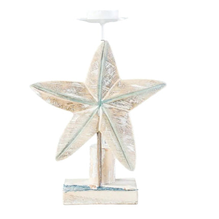 Whitewash Starfish Tealight Candle Holder Home Decor