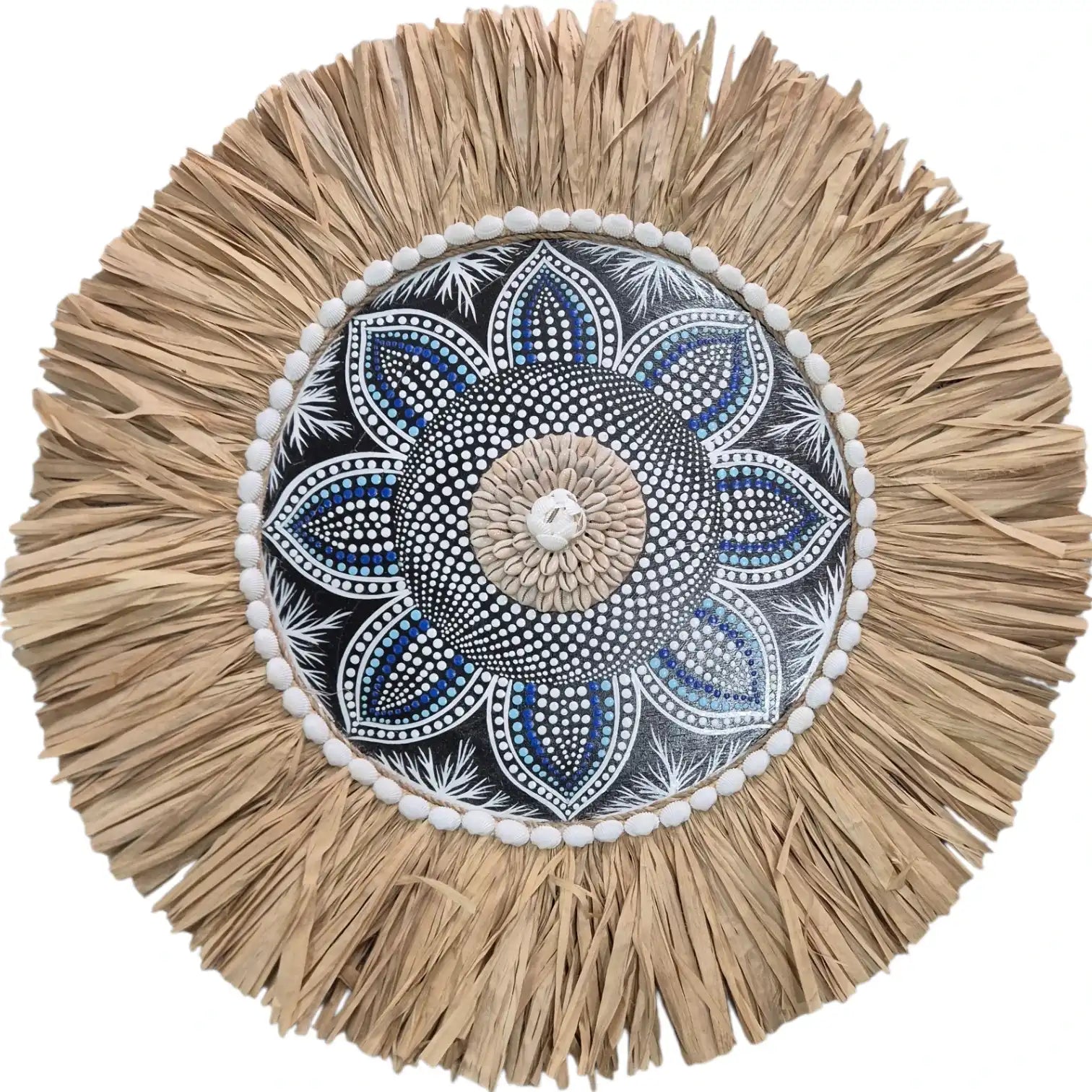 Raffia Juju Mandala Wall Hanging - Dark Blue