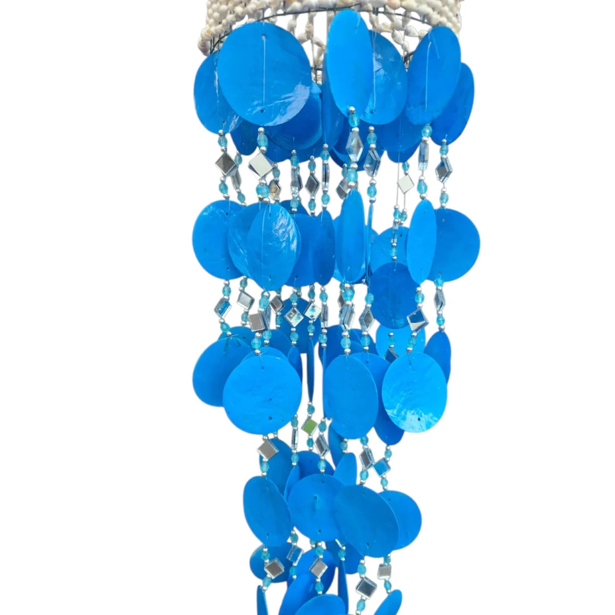 Blue Capiz Shell Windchime - Coastal Decor Handmade