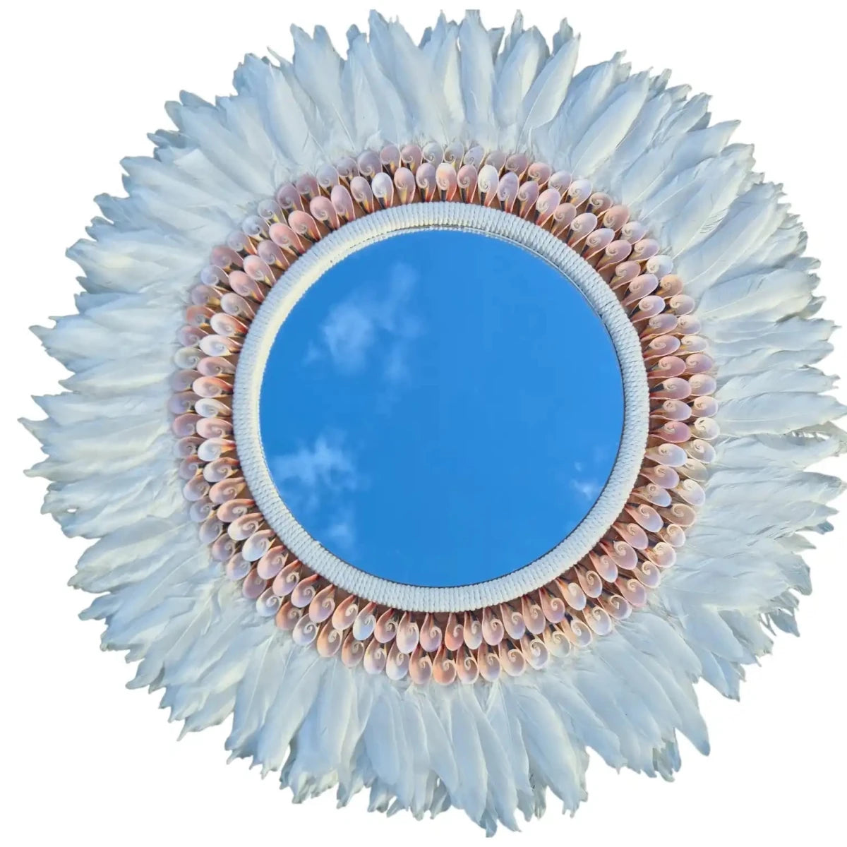 Feather and Blush Shell Mirror
