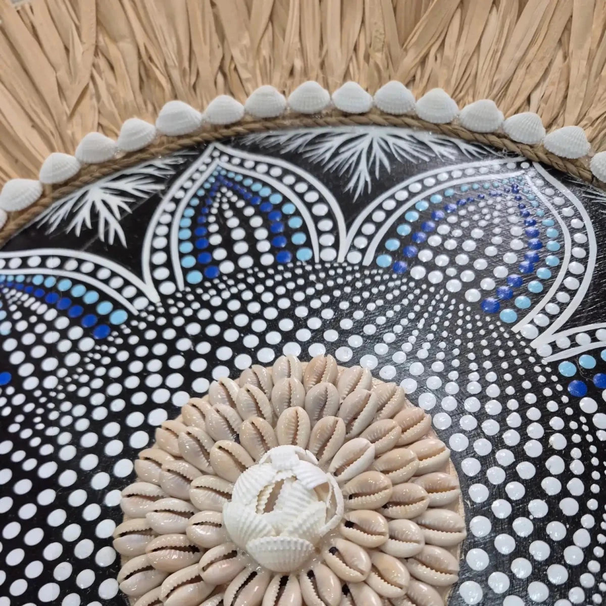 Raffia Juju Mandala Wall Hanging - Dark Blue