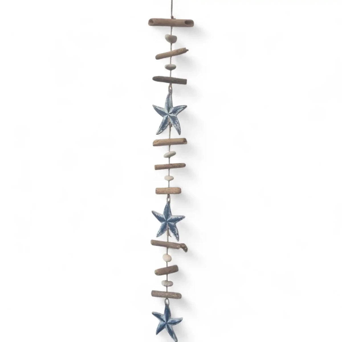 Blue starfish hanging garland made of Albesia wood