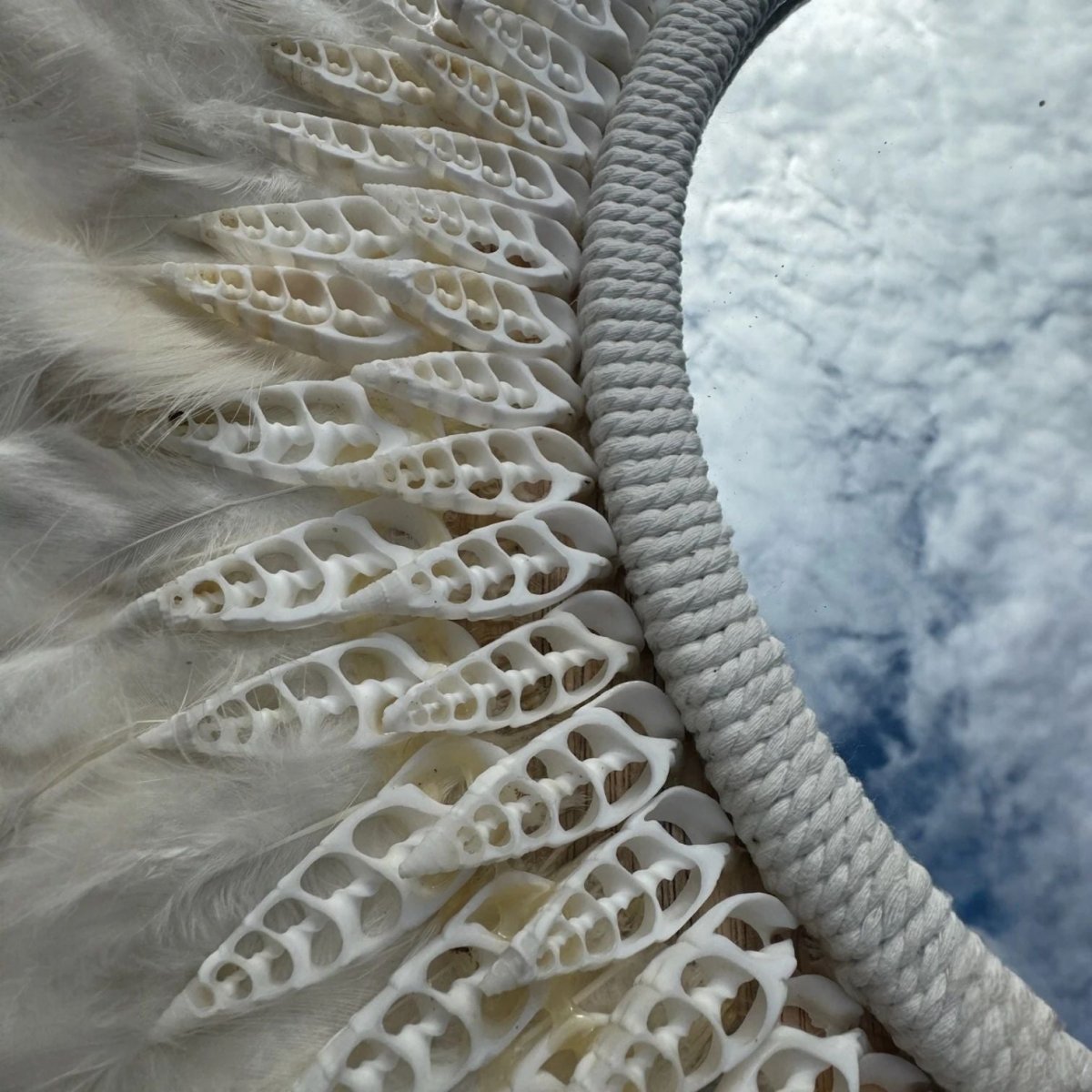 White Feather and Shell Mirror