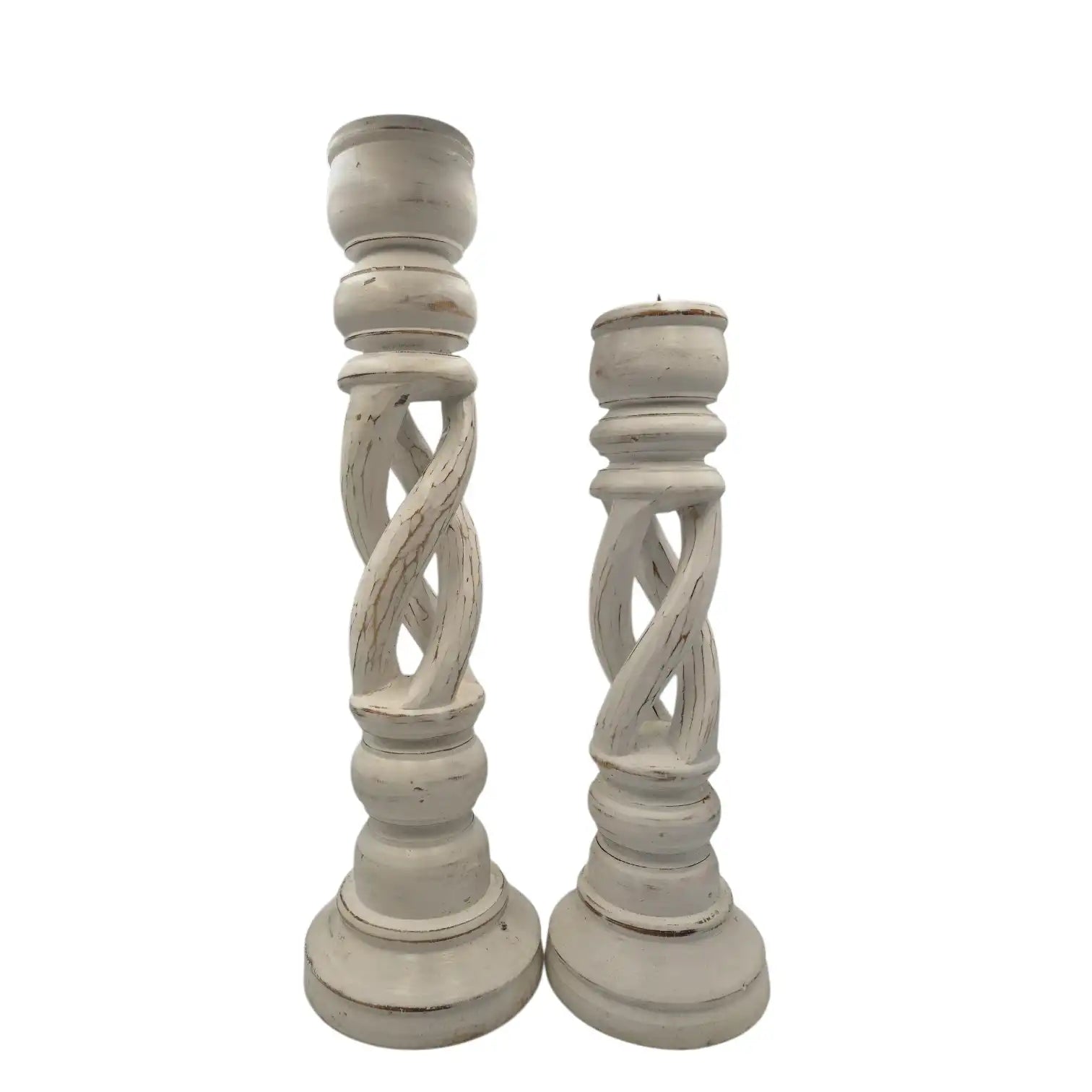 Wooden Twisted Candle Holder Set of tow Beach Decor