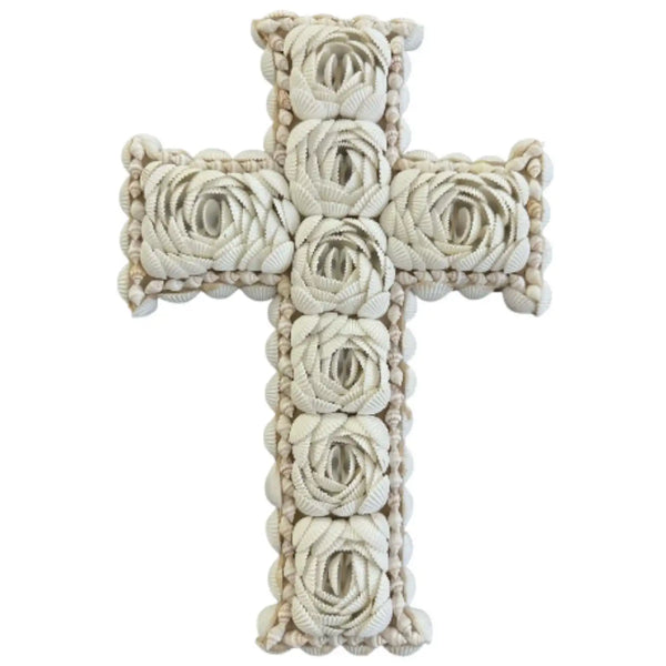 Medium Shell Rose Inlay Cross Shell Decor