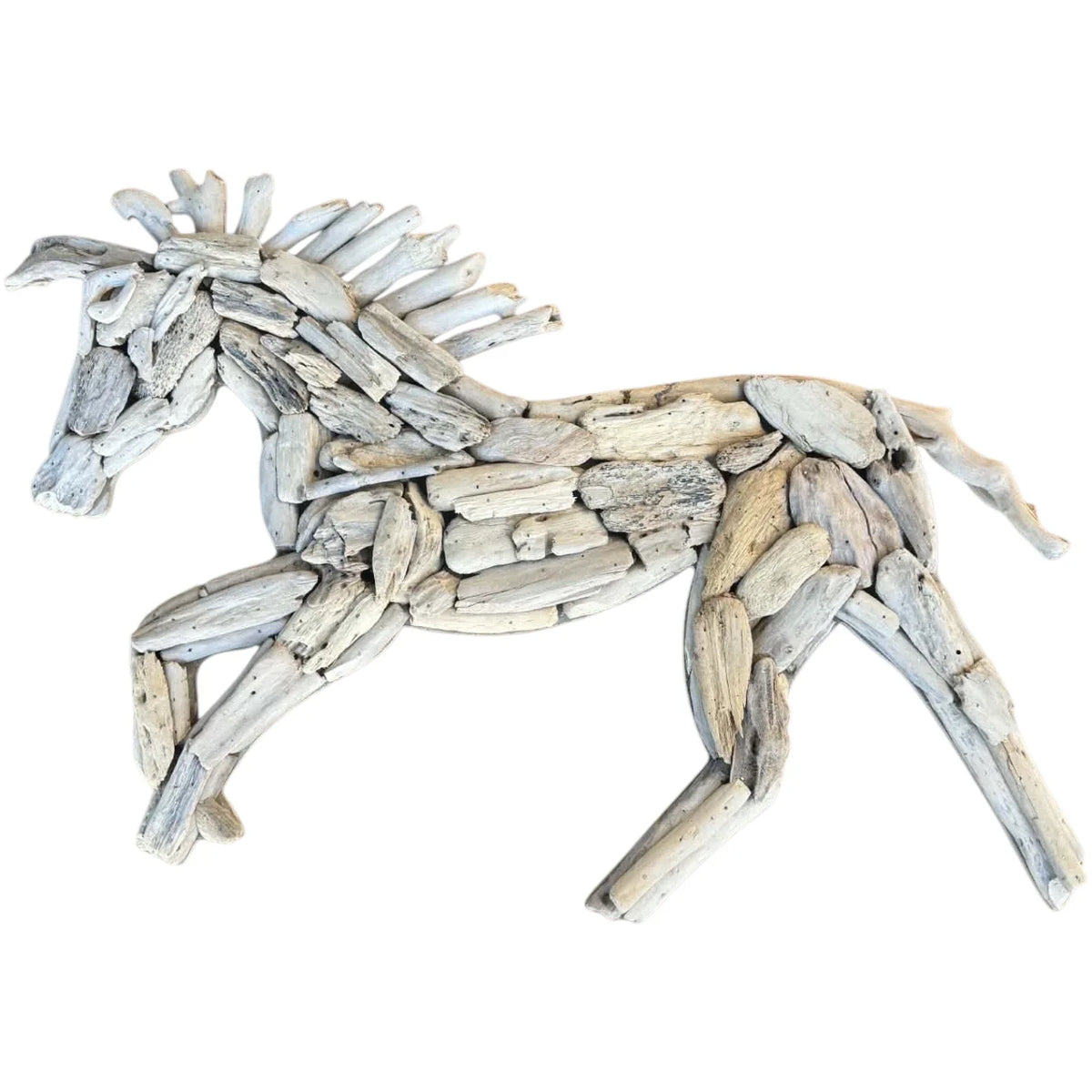 Unique Driftwood Horse Wall Decor - Whitewash