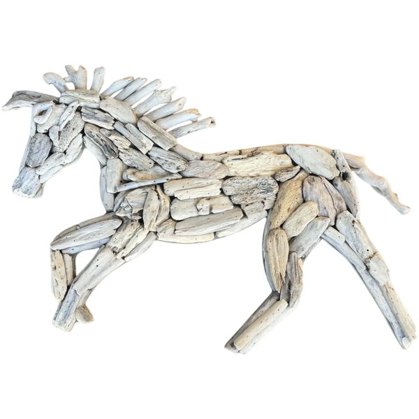 Unique Driftwood Horse Wall Decor - Whitewash