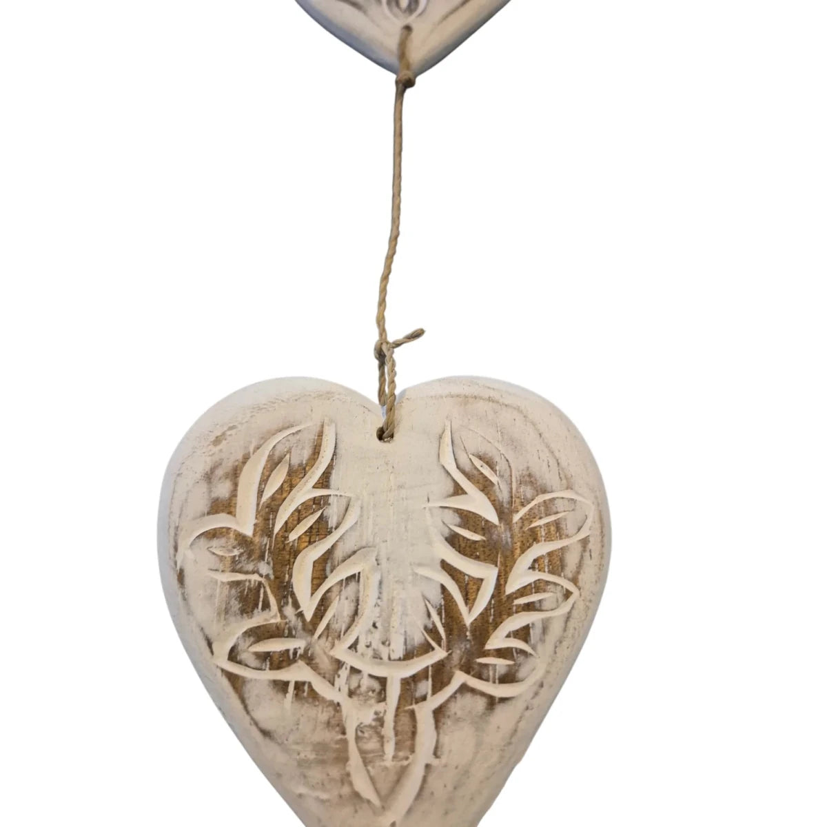 White-Washed Wooden Hearts Garland for Coastal Decor