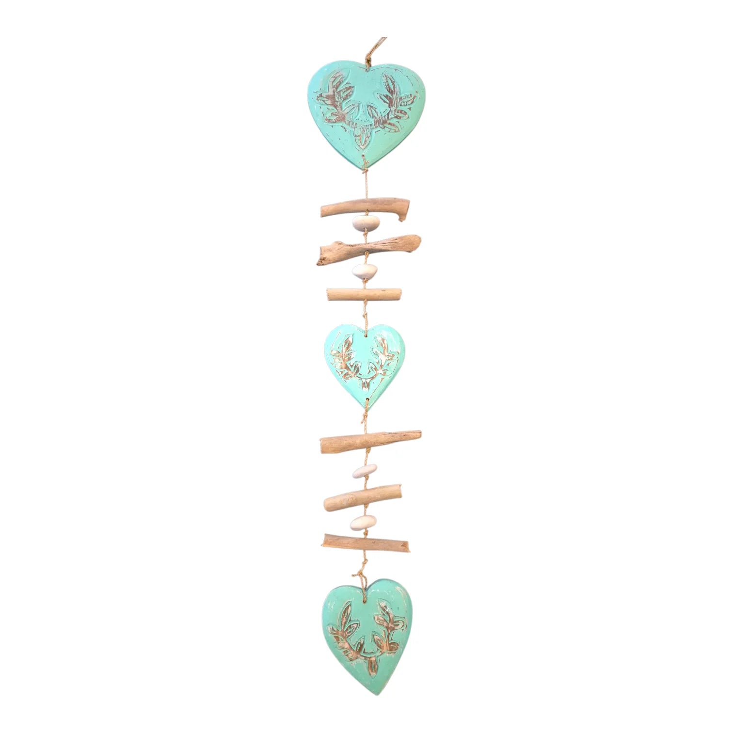 Aqua Hearts with Driftwood Garland