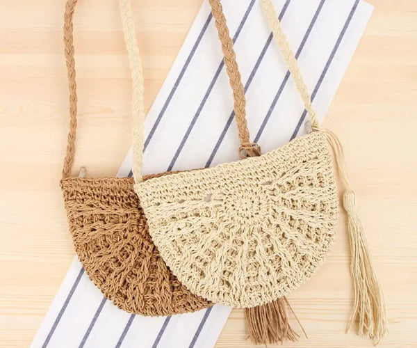 Half Moon Crossbody Straw Bag mydecorden
