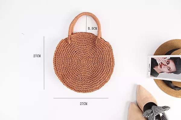 Round on sale straw tote